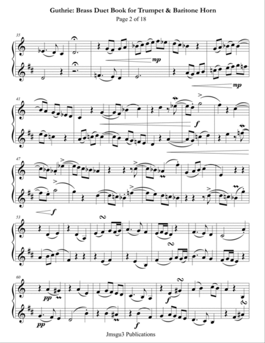 Guthrie: Brass Duet Book for Trumpet & Baritone Horn Brass Duet scores gallery preview page 2