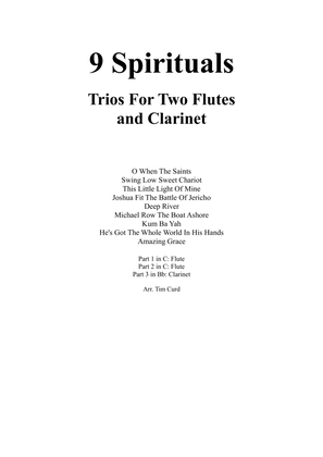 Book cover for 9 Spirituals, Trios for Two Flutes and Clarinet