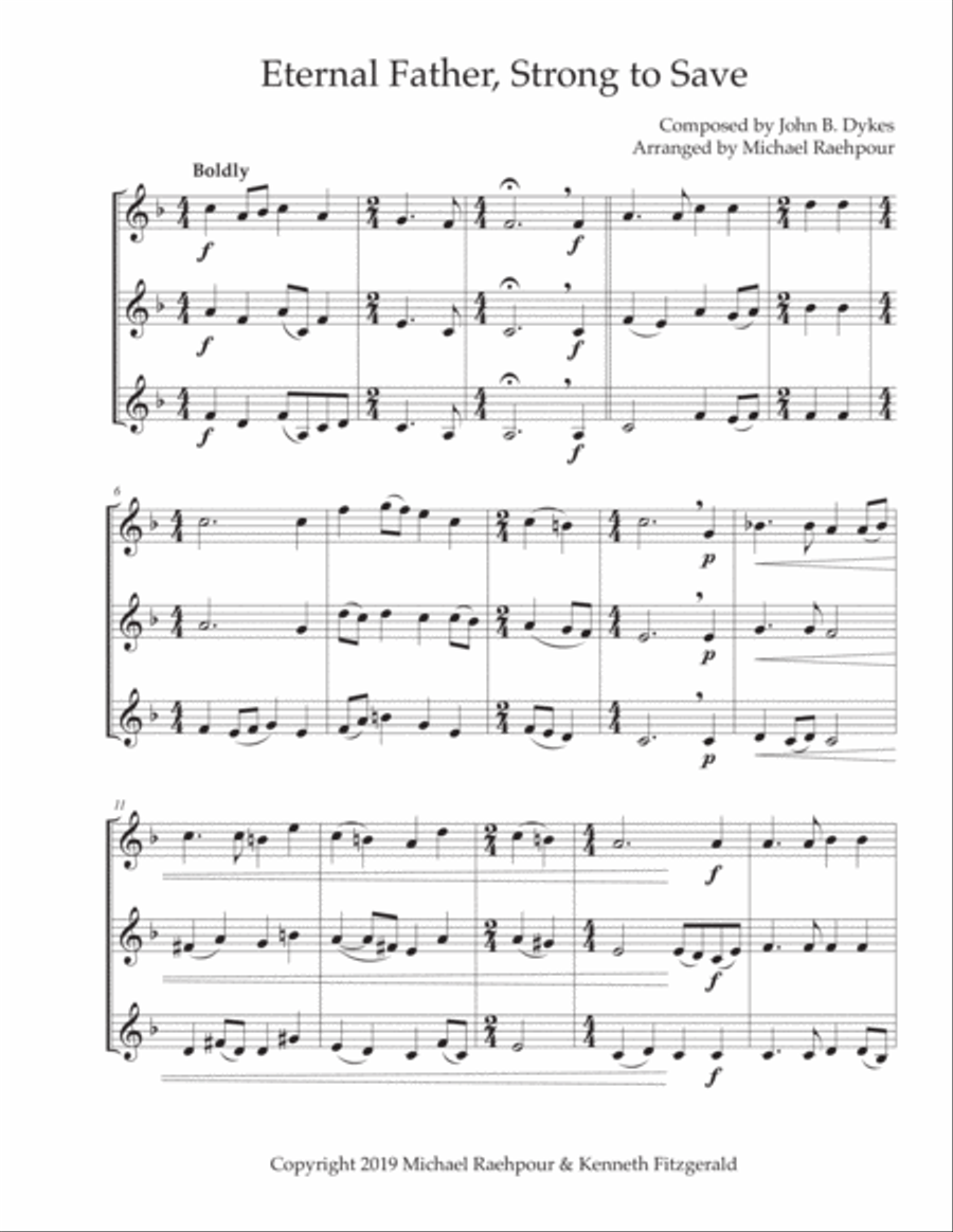 Eternal Father, Strong to Save - Trumpet Trio Trumpet Trio scores gallery preview page 1