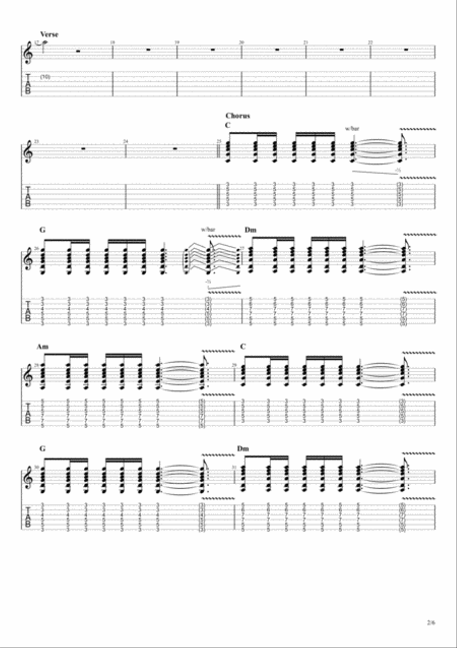 Hysteria Hysteria Guitar Tablature scores gallery preview page 2