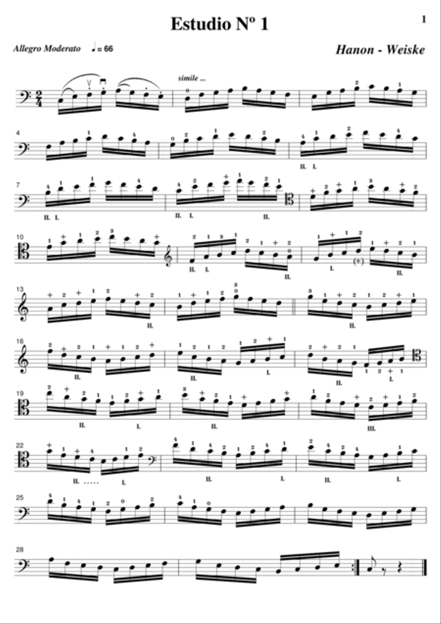 Hanon - Weiske, Tres Estudios para Contrabajo Double Bass scores gallery preview page 2