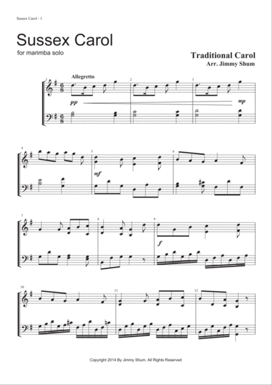 Sussex Carol Sussex Carol Marimba scores gallery preview page 2