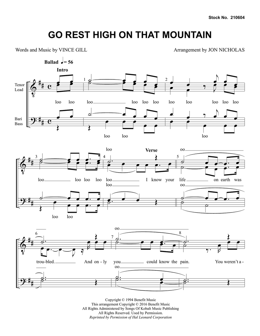 Go Rest High on That Mountain (arr. Jon Nicholas)