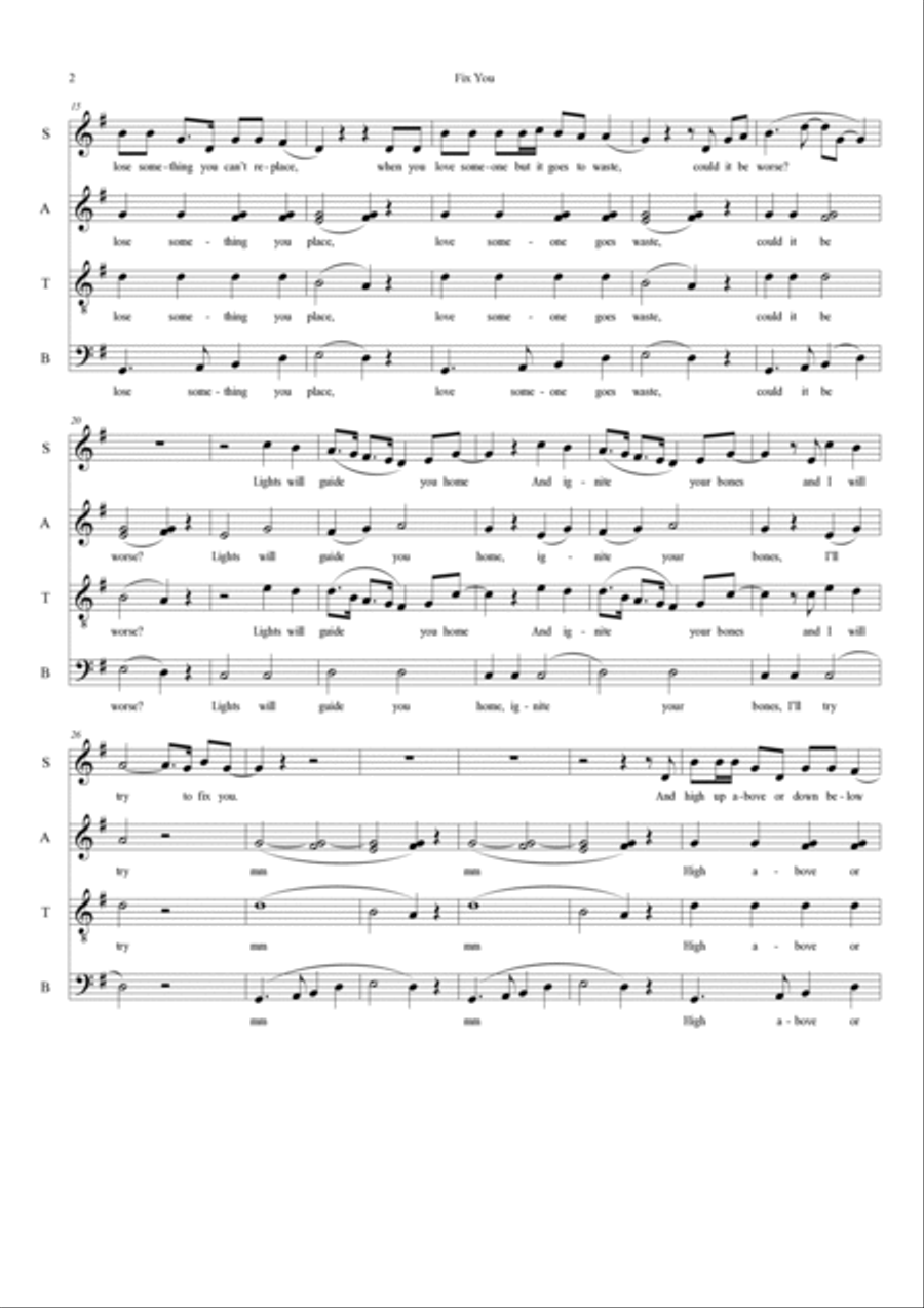 Fix You 4-Part scores gallery preview page 2