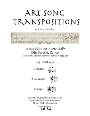 Book cover for SCHUBERT: Die Forelle, D. 550 (in 3 high keys: D, D-flat, C major)