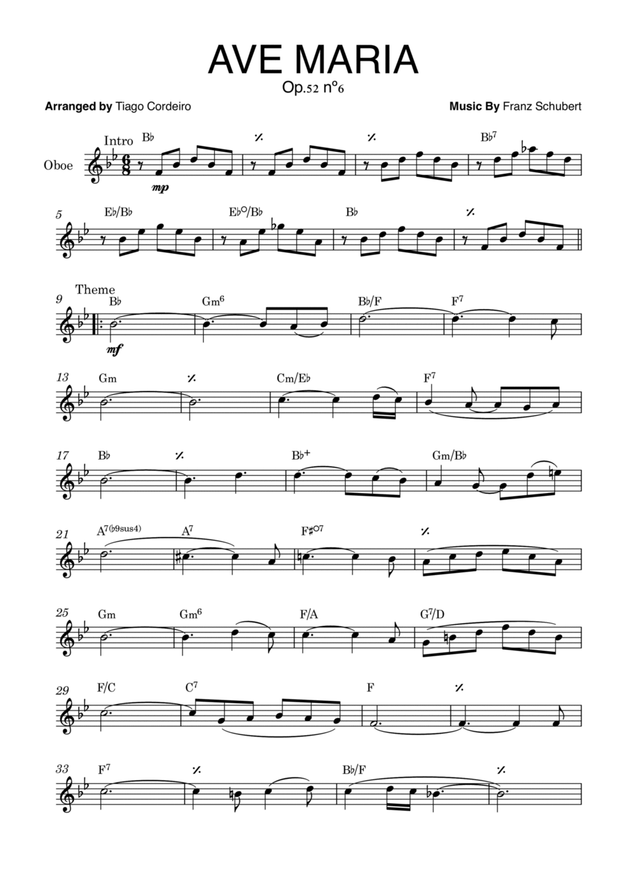 Ave Maria Op.52 nº6 Ave Maria Op.52 nº6 Oboe Solo scores gallery preview page 1