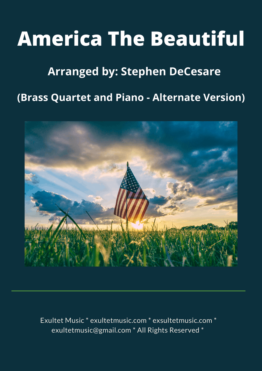 America The Beautiful (Brass Quartet and Piano - Alternate Version) Brass Quartet scores gallery preview page 1
