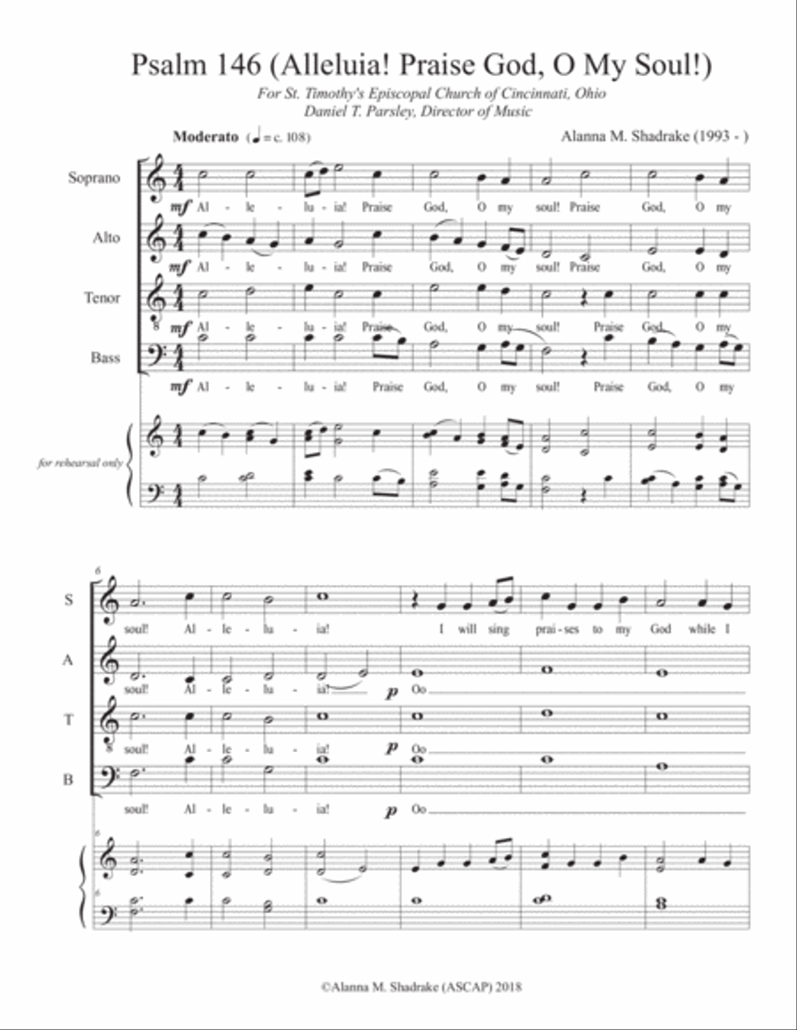 Psalm 146 (Alleluia! Praise God, O My Soul!) 4-Part scores gallery preview page 2