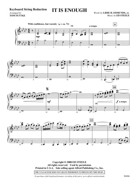 It Is Enough: Piano Accompaniment