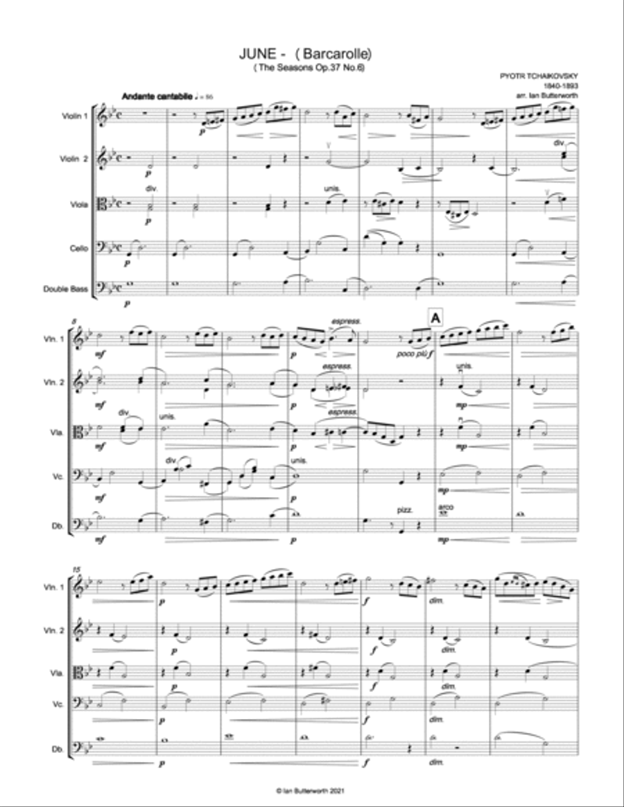 TCHAIKOVSKY June (The Seasons) for string orchestra String Orchestra scores gallery preview page 2