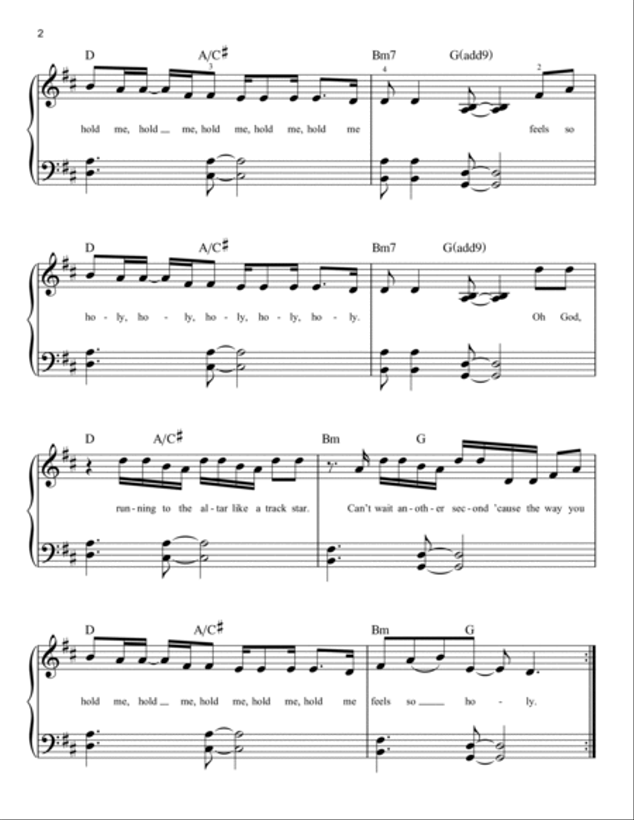 Holy (feat. Chance the Rapper) Easy Piano scores gallery preview page 2