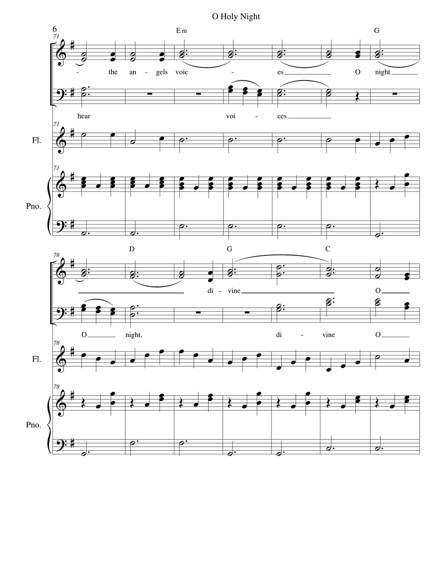 O Holy Night - SATB, Flute or violin or cello or french horn, and piano 4-Part scores gallery preview page 6