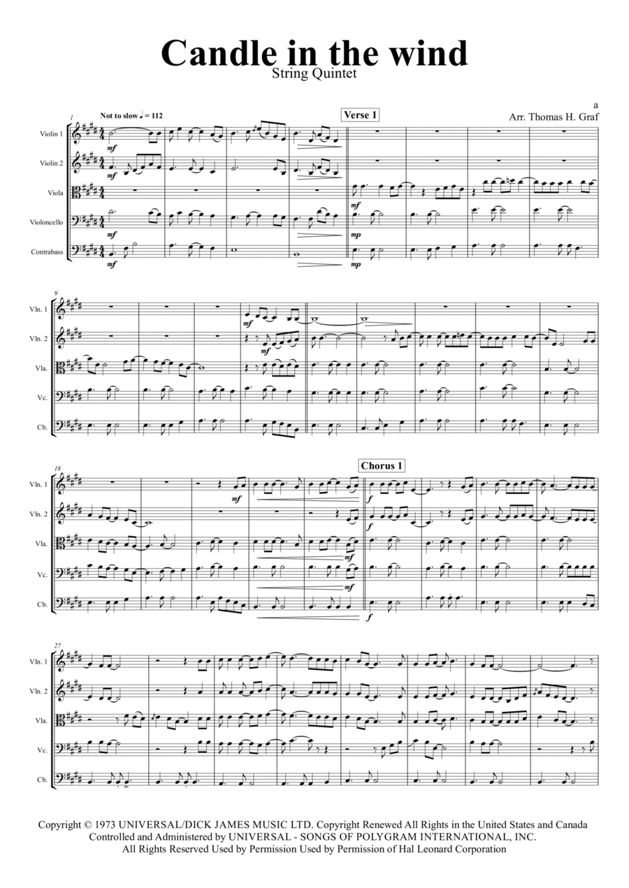 Candle In The Wind String Orchestra scores gallery preview page 1