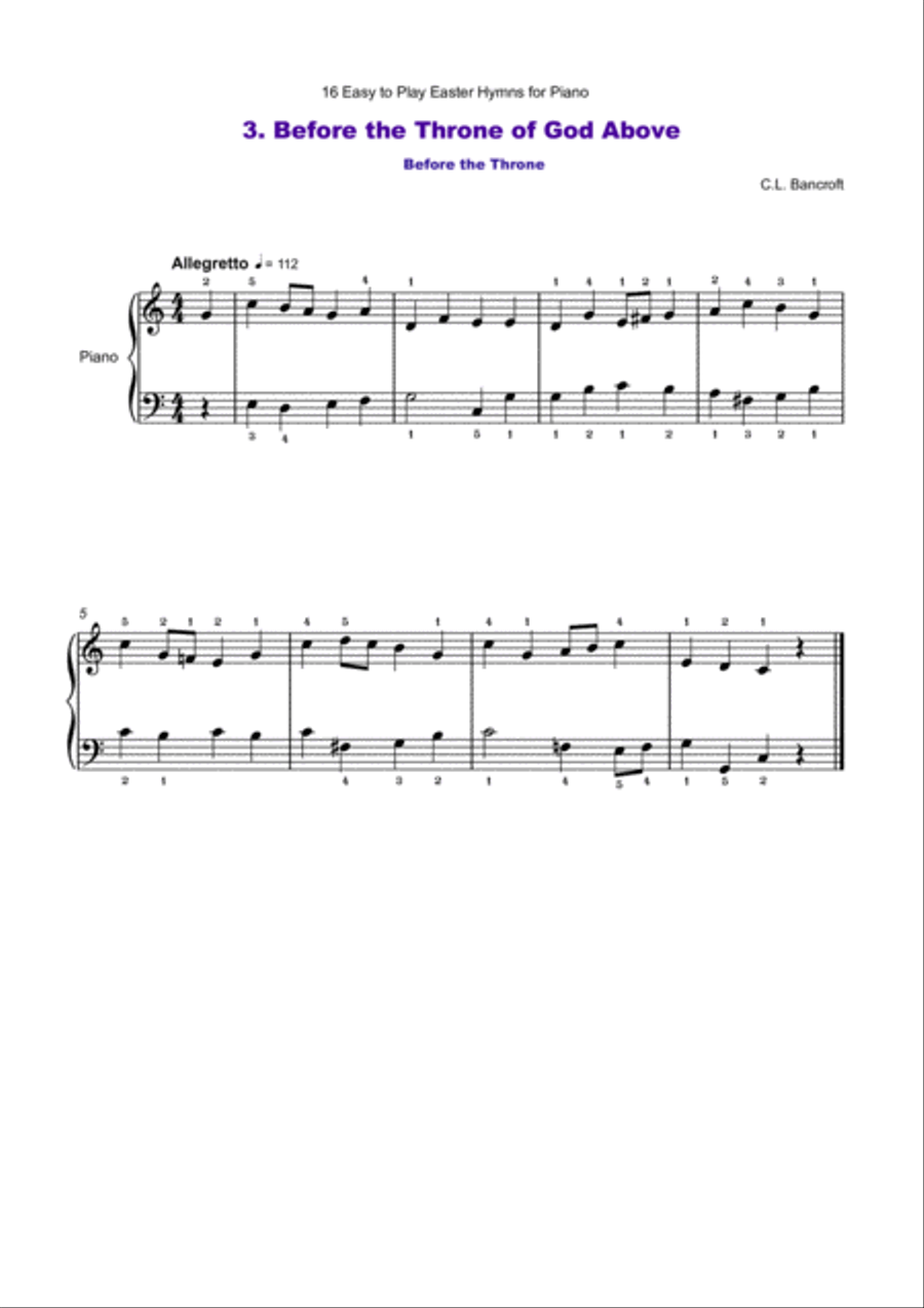 16 Easy to Play Easter Hymns for Piano Piano Solo scores gallery preview page 4