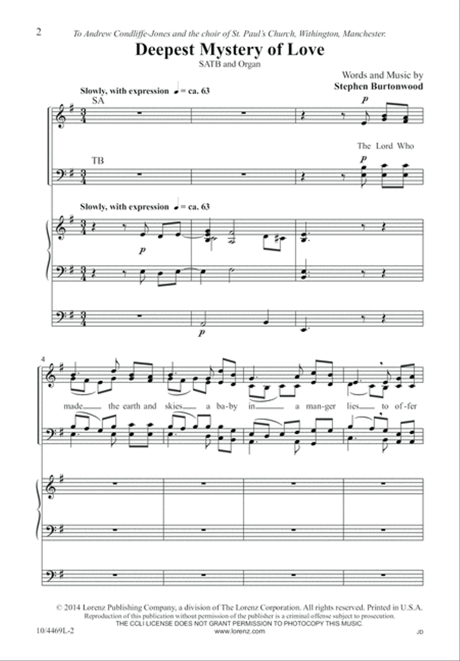 Deepest Mystery of Love 4-Part scores gallery preview page 3