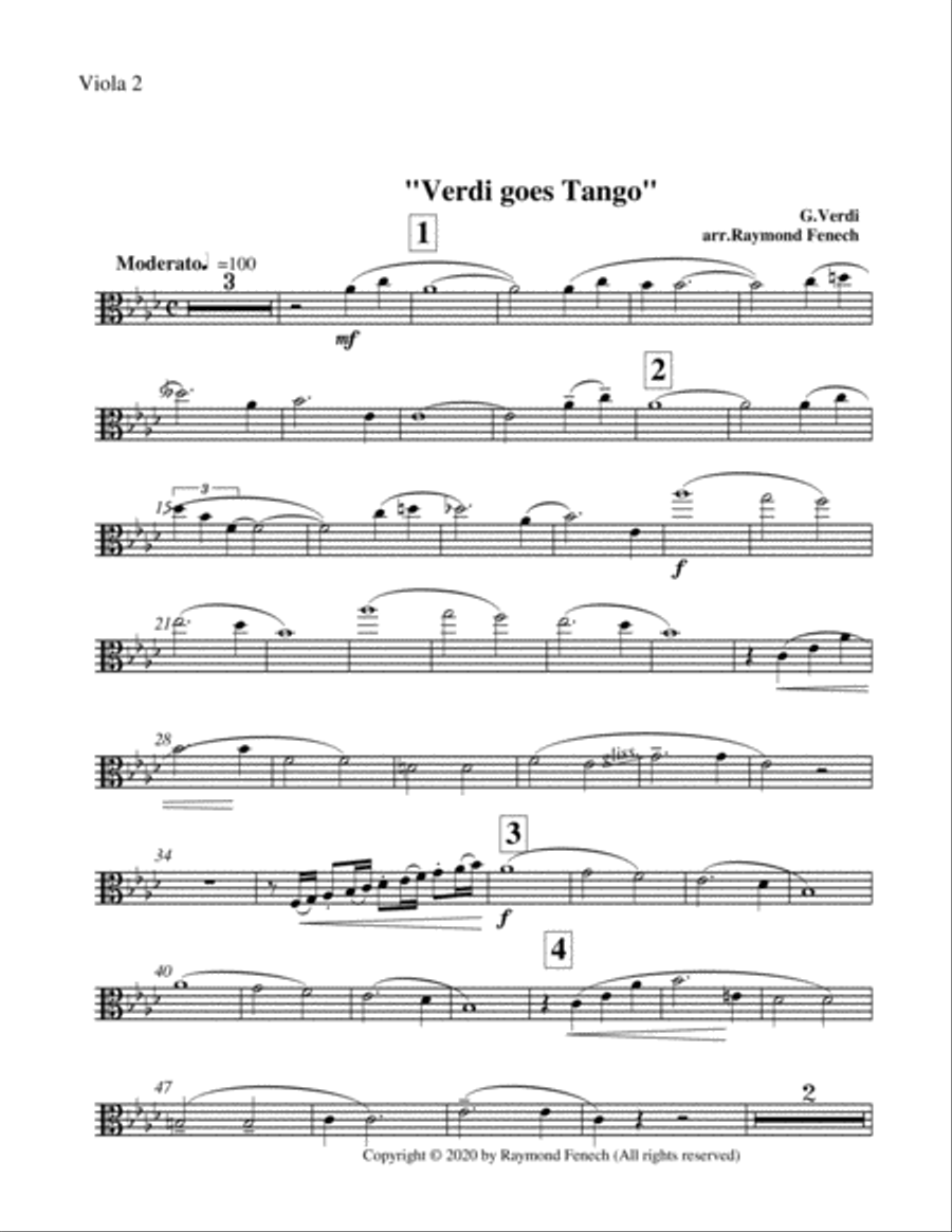 Verdi Goes Tango - G.Verdi - 2 Violas, Piano and Drum Set String Duet scores gallery preview page 4