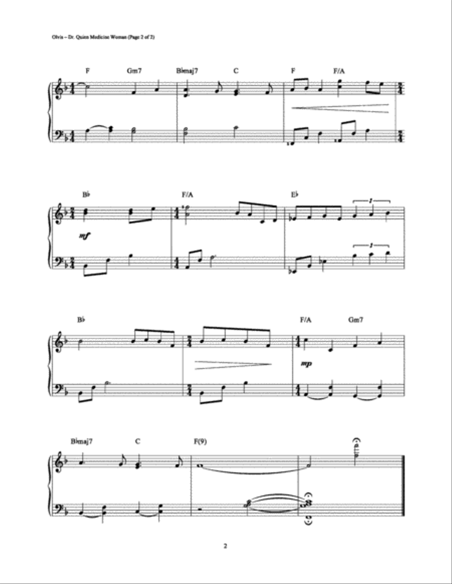 Dr. Quinn Medicine Woman Dr. Quinn Medicine Woman Easy Piano scores gallery preview page 2