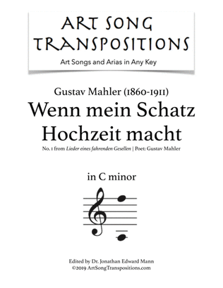 Book cover for MAHLER: Wenn mein Schatz Hochzeit macht (transposed to C minor)