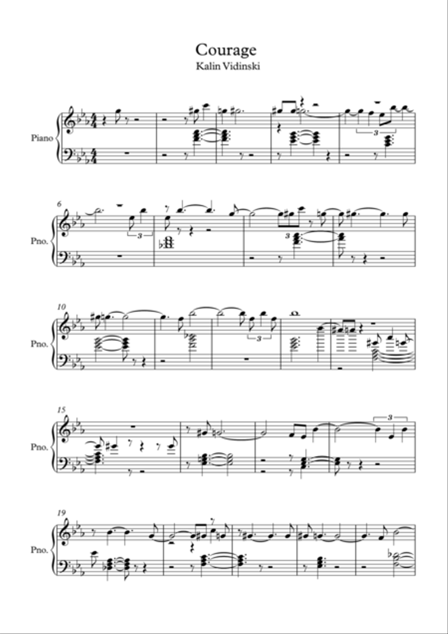 Courage Courage Piano Solo scores gallery preview page 1