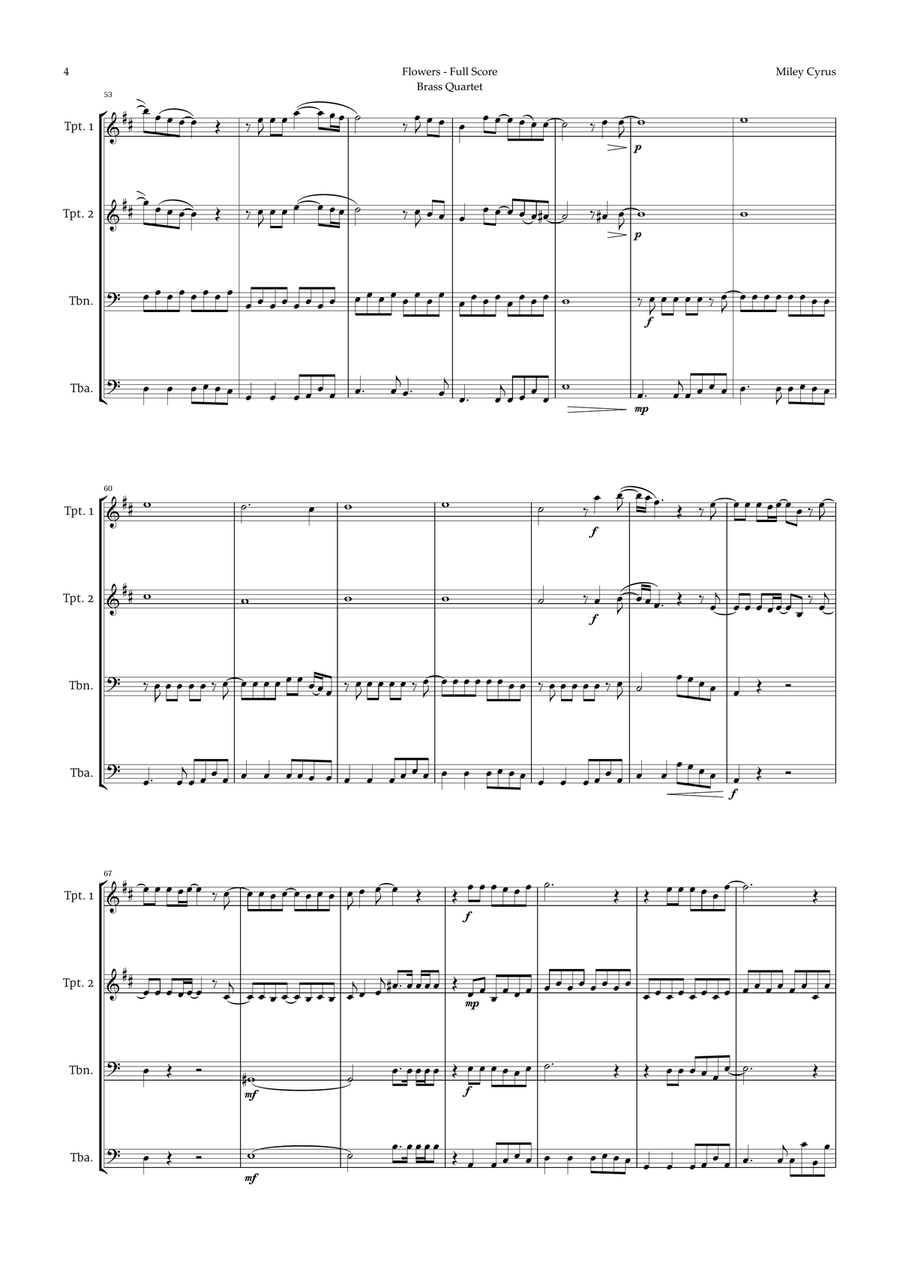Flowers Brass Quartet scores gallery preview page 4