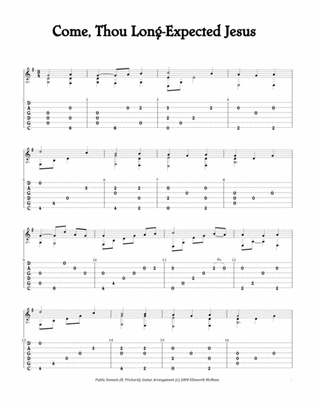 Book cover for Come, Thou Long-Expected Jesus (For Fingerstyle Guitar Tuned CGDGAD)