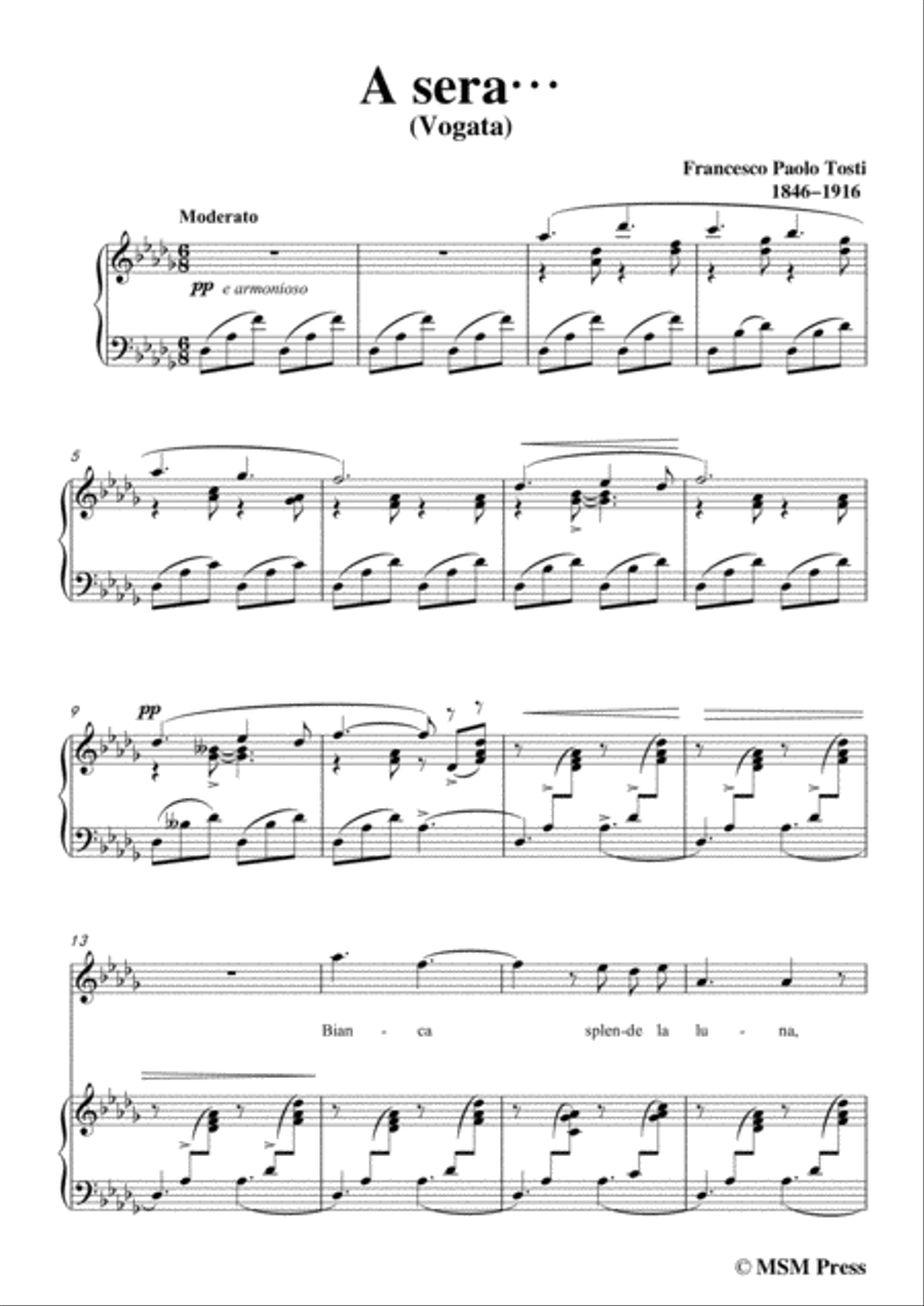 Tosti-A sera in D flat Major,for Voice and Piano Voice Solo scores gallery preview page 3