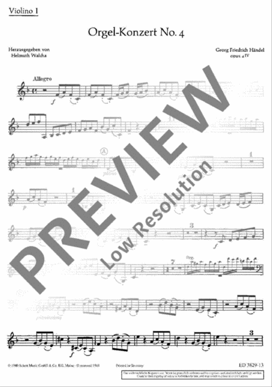 Organ Concerto No. 4 F Major Violin scores gallery preview page 2