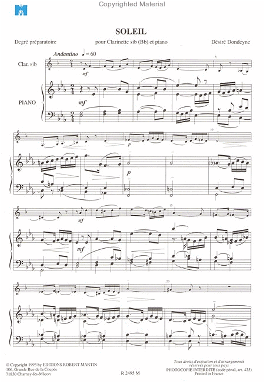Soleil, pour clarinette Clarinet Solo scores gallery preview page 2