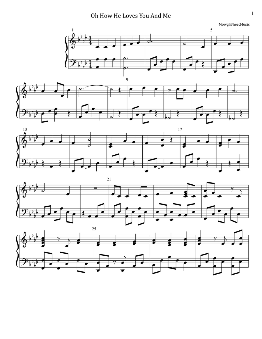 Oh How He Loves You And Me Piano Solo scores gallery preview page 1