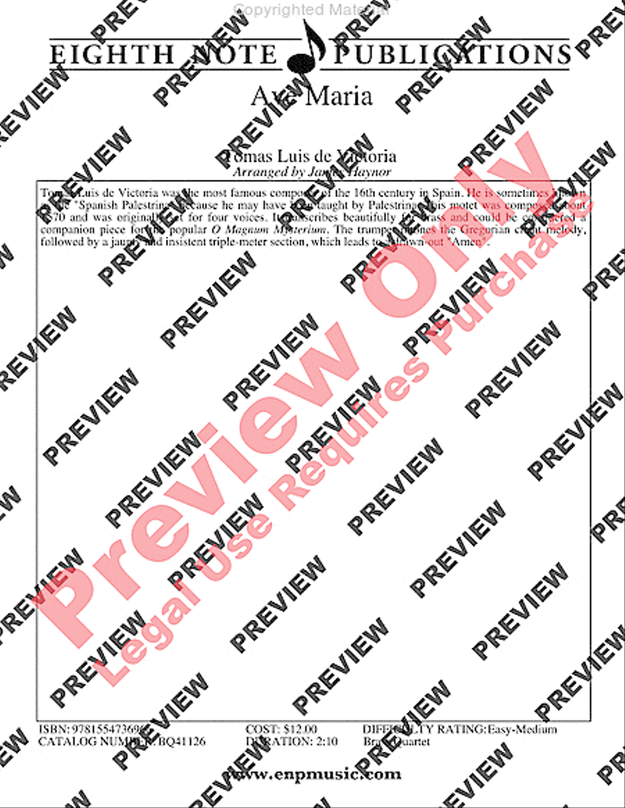 Ave Maria Ave Maria Brass Quartet scores gallery preview page 2