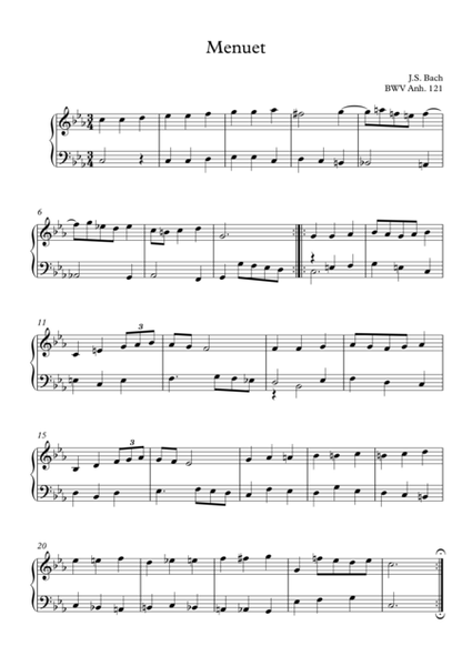 Bach Menuet BWV Anh. 121