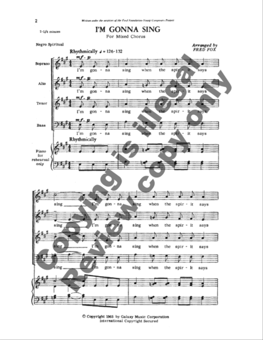 I'm Gonna Sing 4-Part scores gallery preview page 3