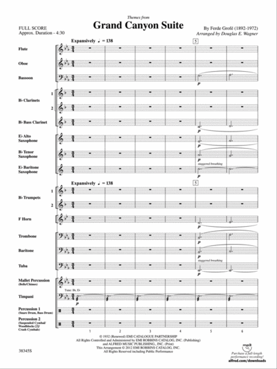 Grand Canyon Suite, Themes from: Score Concert Band scores gallery preview page 3