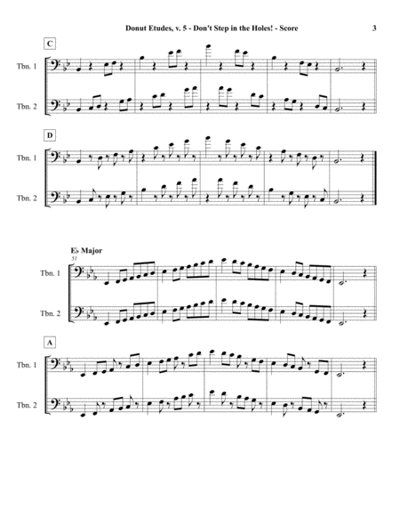 Donut Etudes v5 - Scale Duets for 2 Trombones in Bb/F, 2 Euphoniums in Bass Clef, or 2 Bassoons