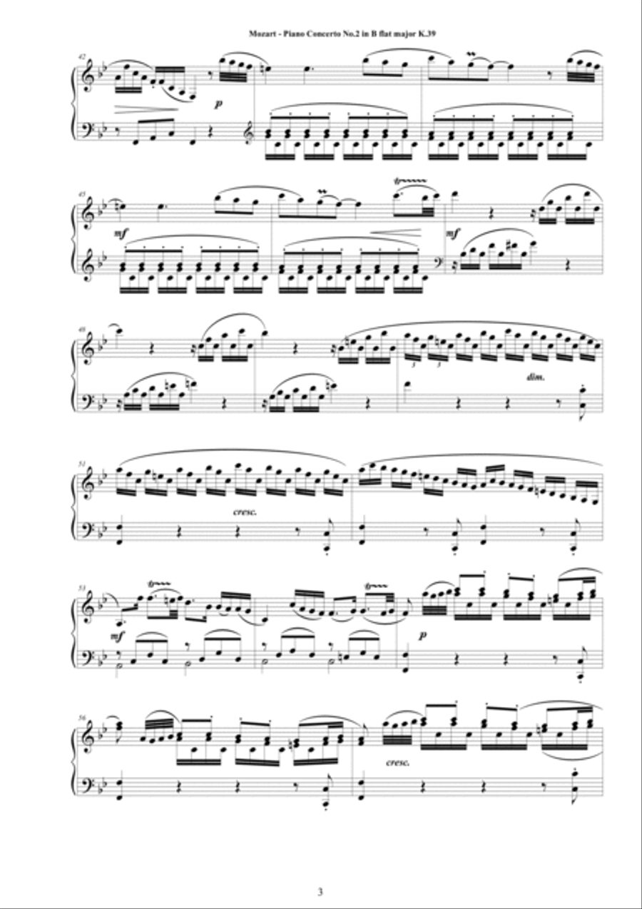 Mozart - Piano Concerto No.2 in B flat major K.39 - Piano Version Piano Solo scores gallery preview page 3