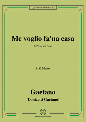 Book cover for Donizetti-Me voglio fa'na casa,in G Major,for Voice and Piano