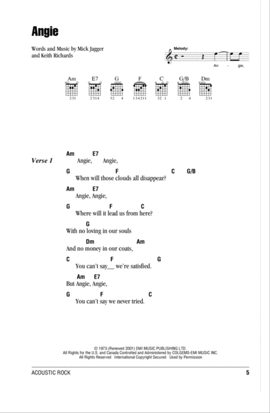 Angie Acoustic Guitar scores gallery preview page 1