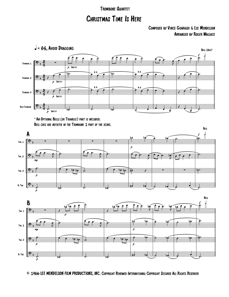 Christmas Time Is Here Brass Quartet scores gallery preview page 1