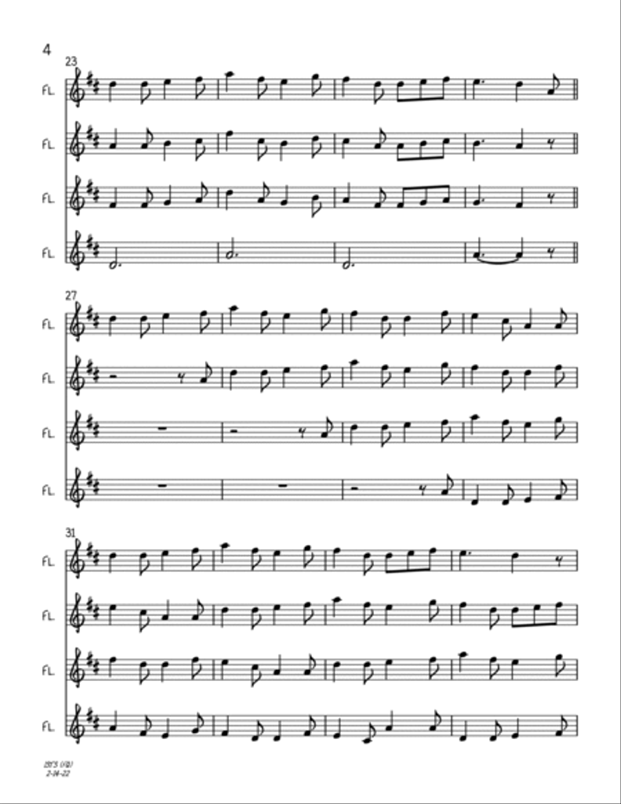 I Saw Three Ships (Flute Quartet) Flute Quartet scores gallery preview page 4