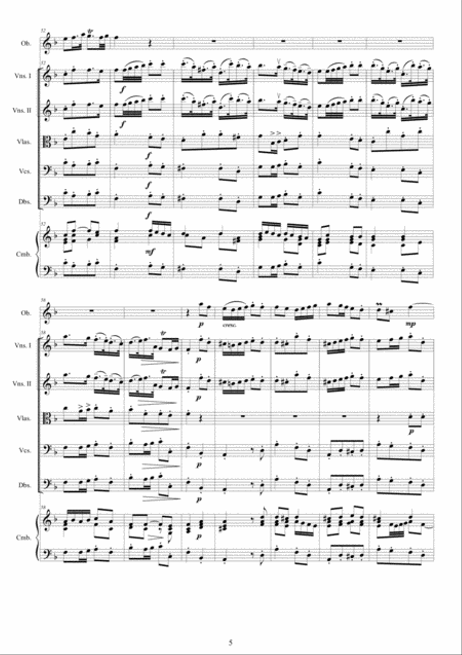 Albinoni - Oboe Concerto No.2 in D minor Op.9 for Oboe, Strings and Cembalo Chamber Orchestra scores gallery preview page 5