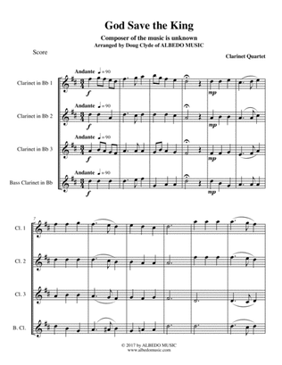 God Save the King for Clarinet Quartet