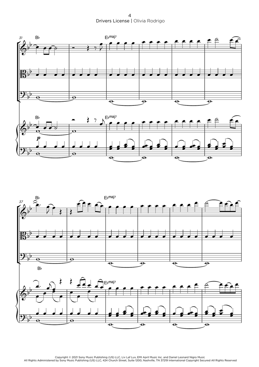 Drivers License Cello scores gallery preview page 4