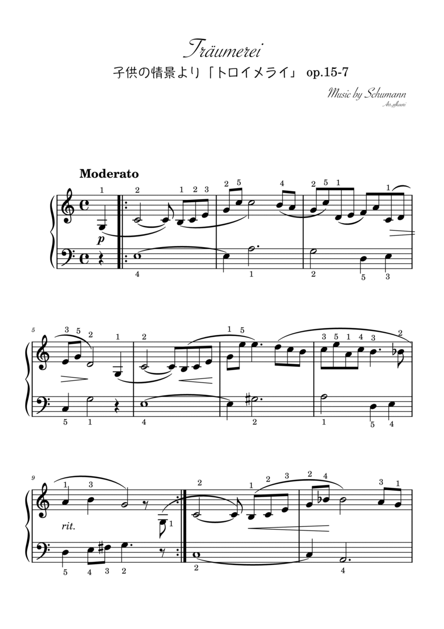 Träumerei (Cdur) piano solo Beginner