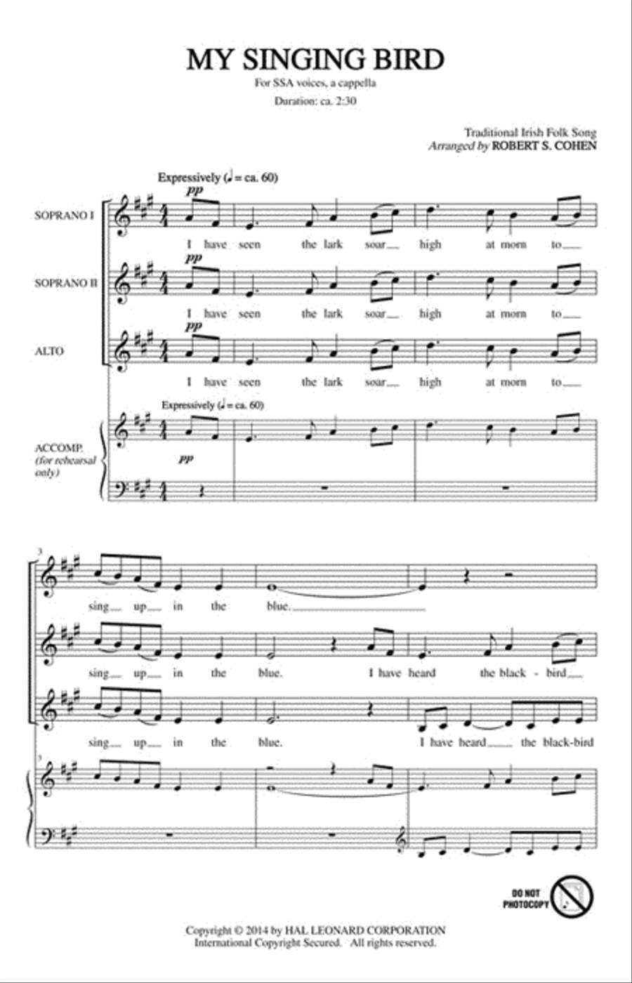 My Singing Bird SSA scores gallery preview page 2