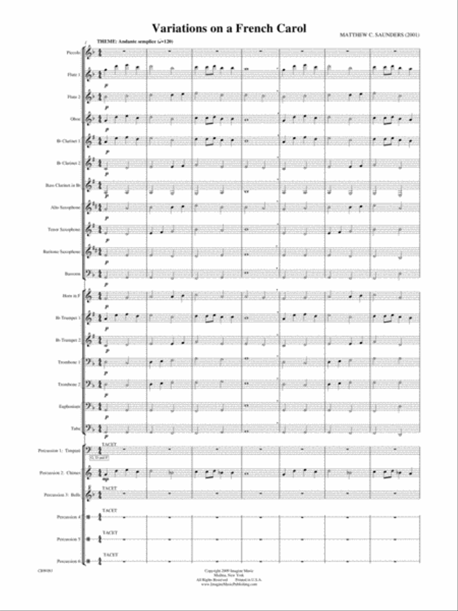 Variations on a French Carol Concert Band scores gallery preview page 3