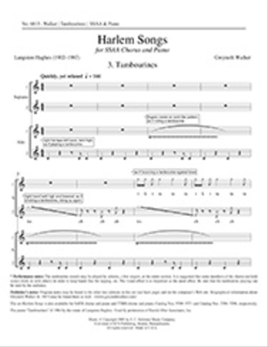 Tambourines from Harlem Songs SSAA scores gallery preview page 1