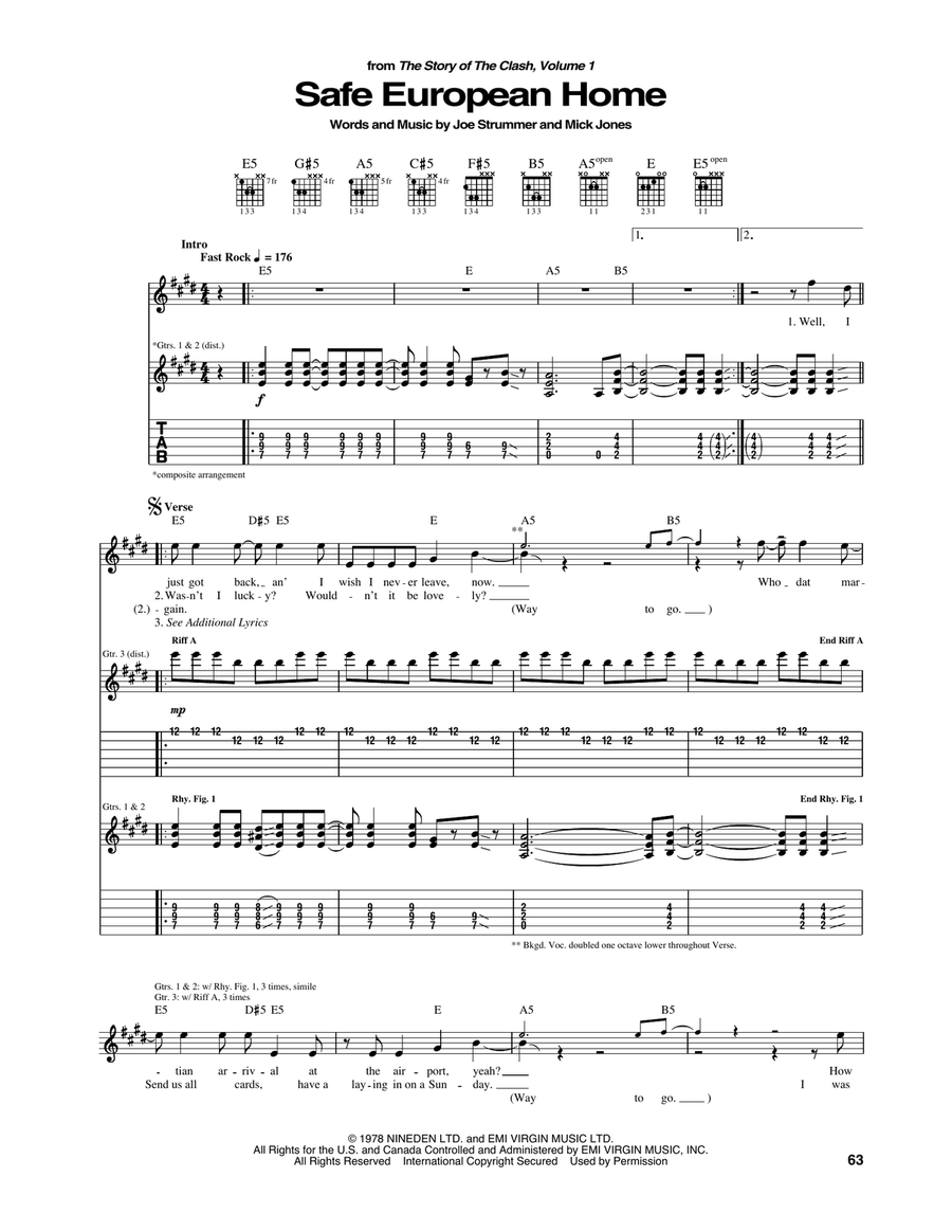 Safe European Home Electric Guitar scores gallery preview page 1
