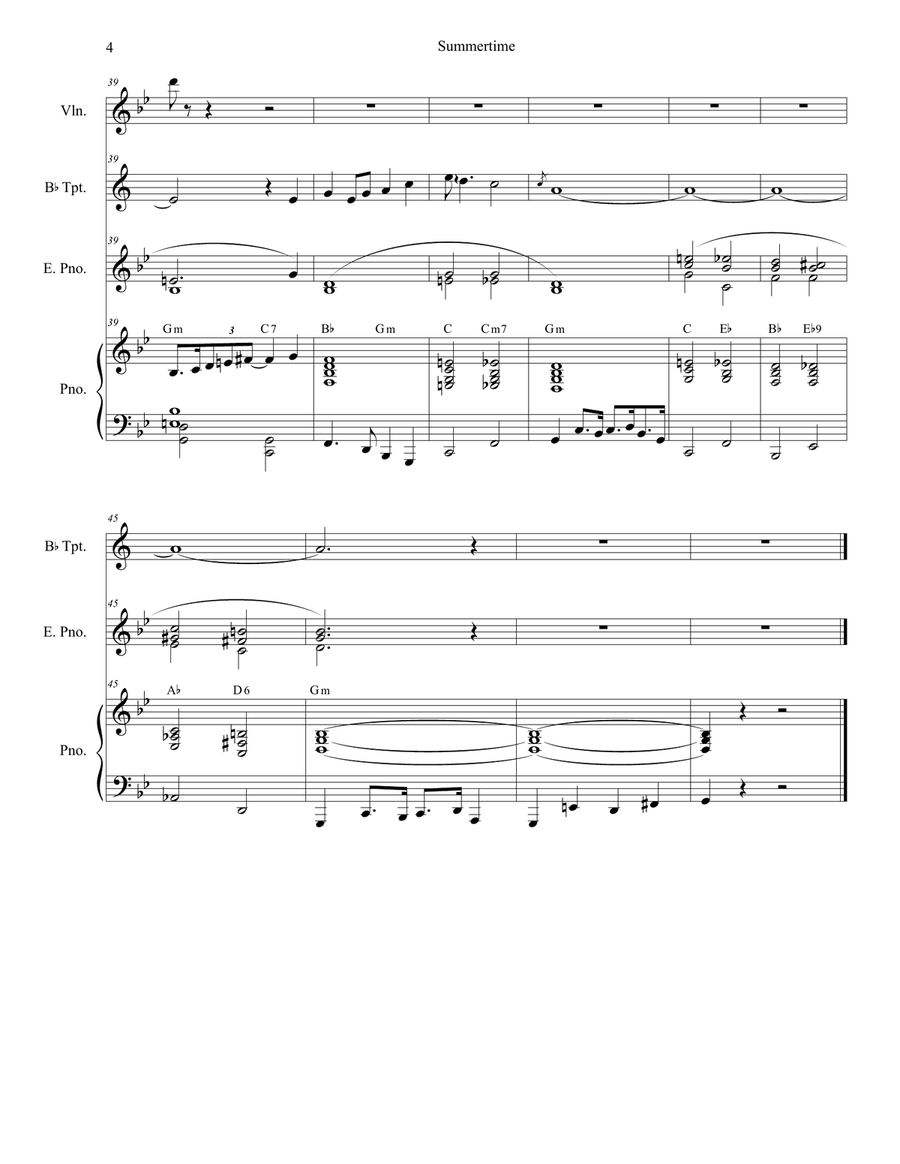 Summertime B-Flat Trumpet scores gallery preview page 4