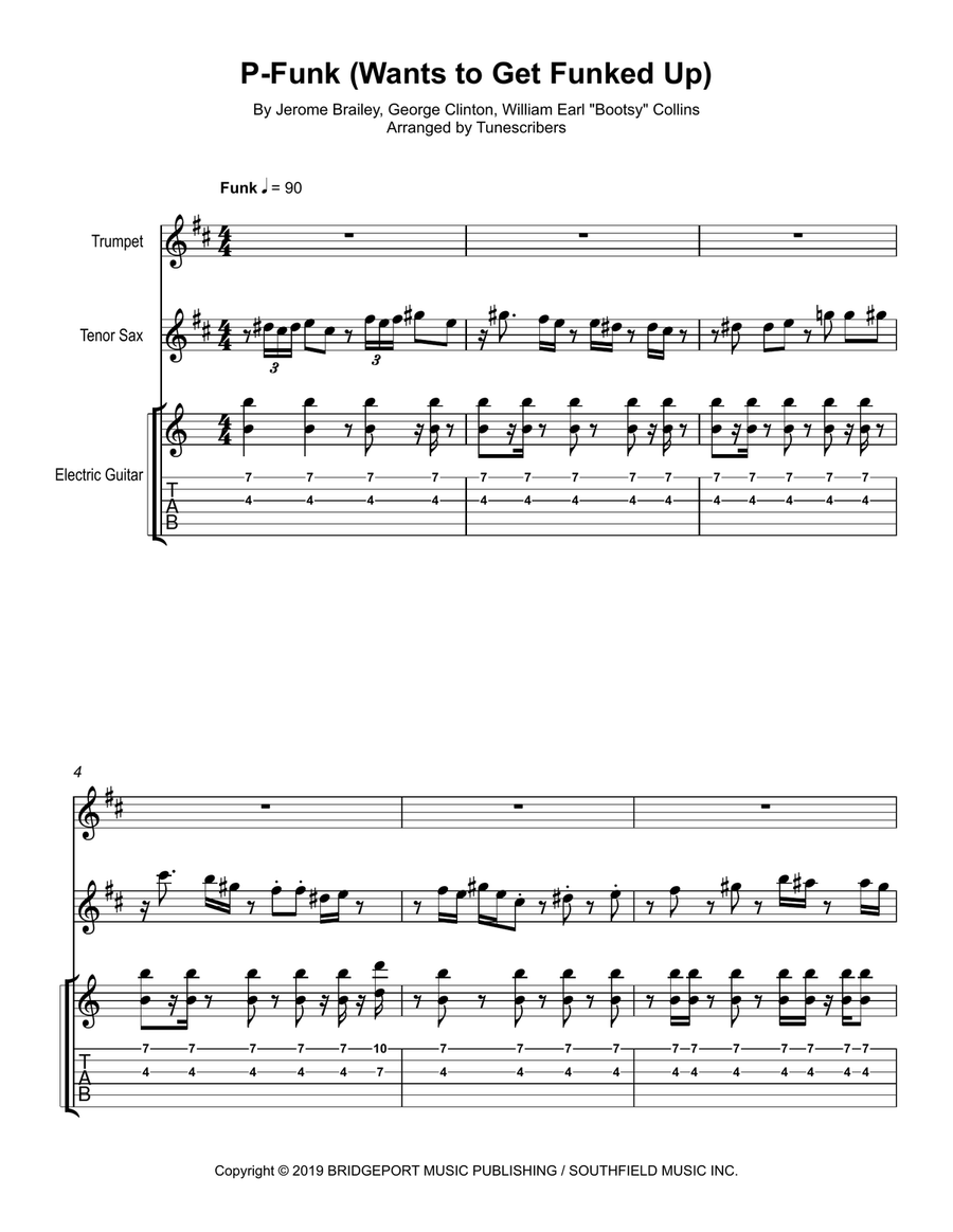 P-Funk (Wants to Get Funked Up) Small Ensemble scores gallery preview page 1