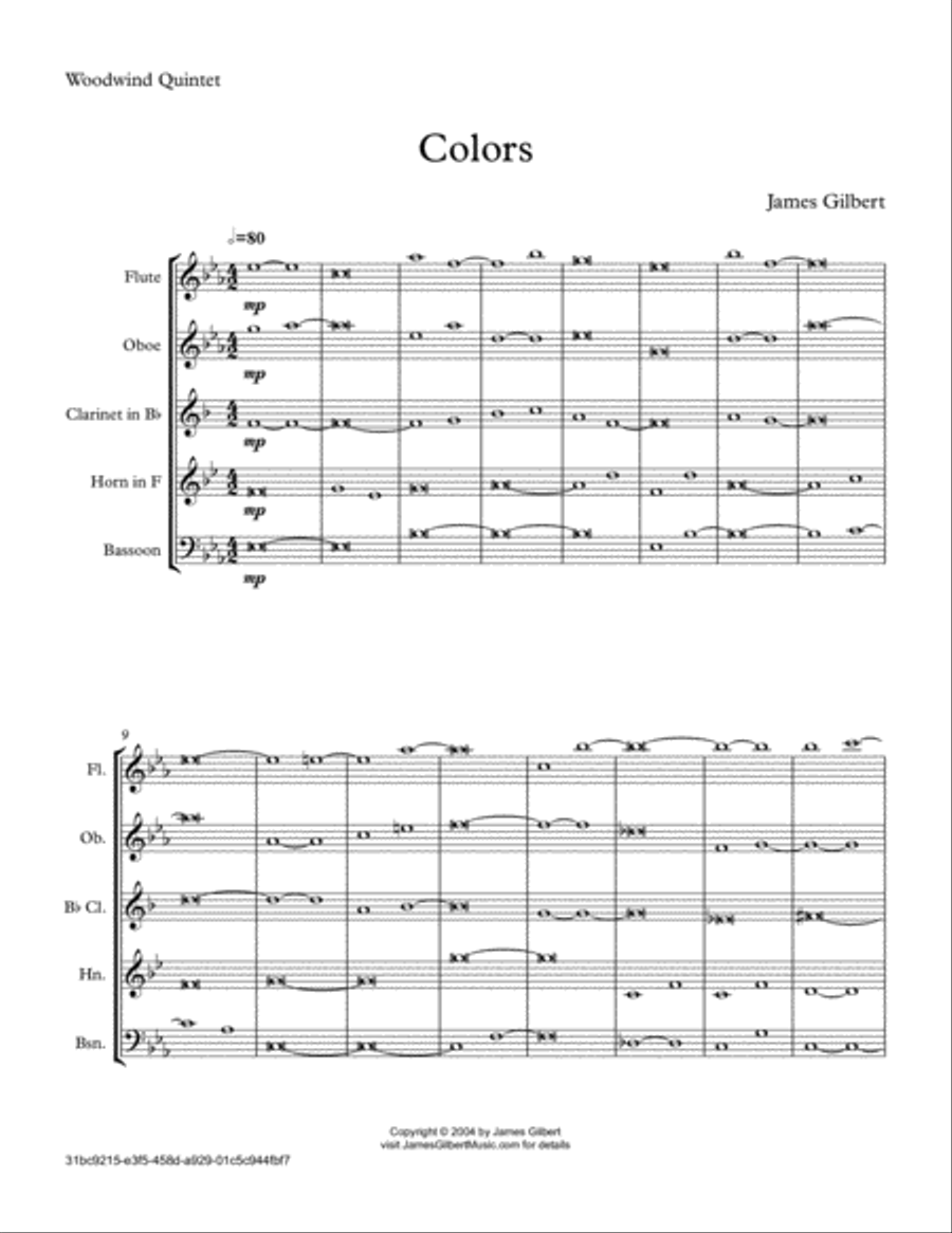 Colors Colors Woodwind Quintet scores gallery preview page 1